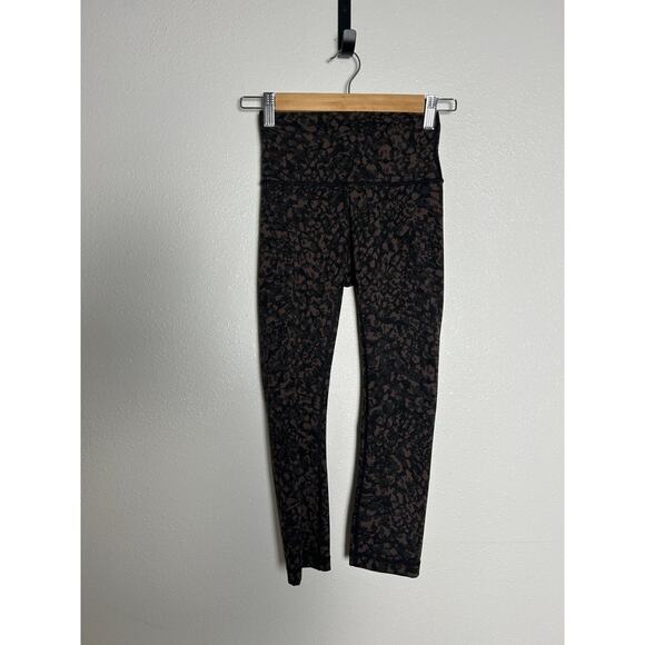 Lululemon Women's Align HR Pant 28” Nulu LW5BSZS Leopard Brown Print Sz 2 - Picture 1 of 5